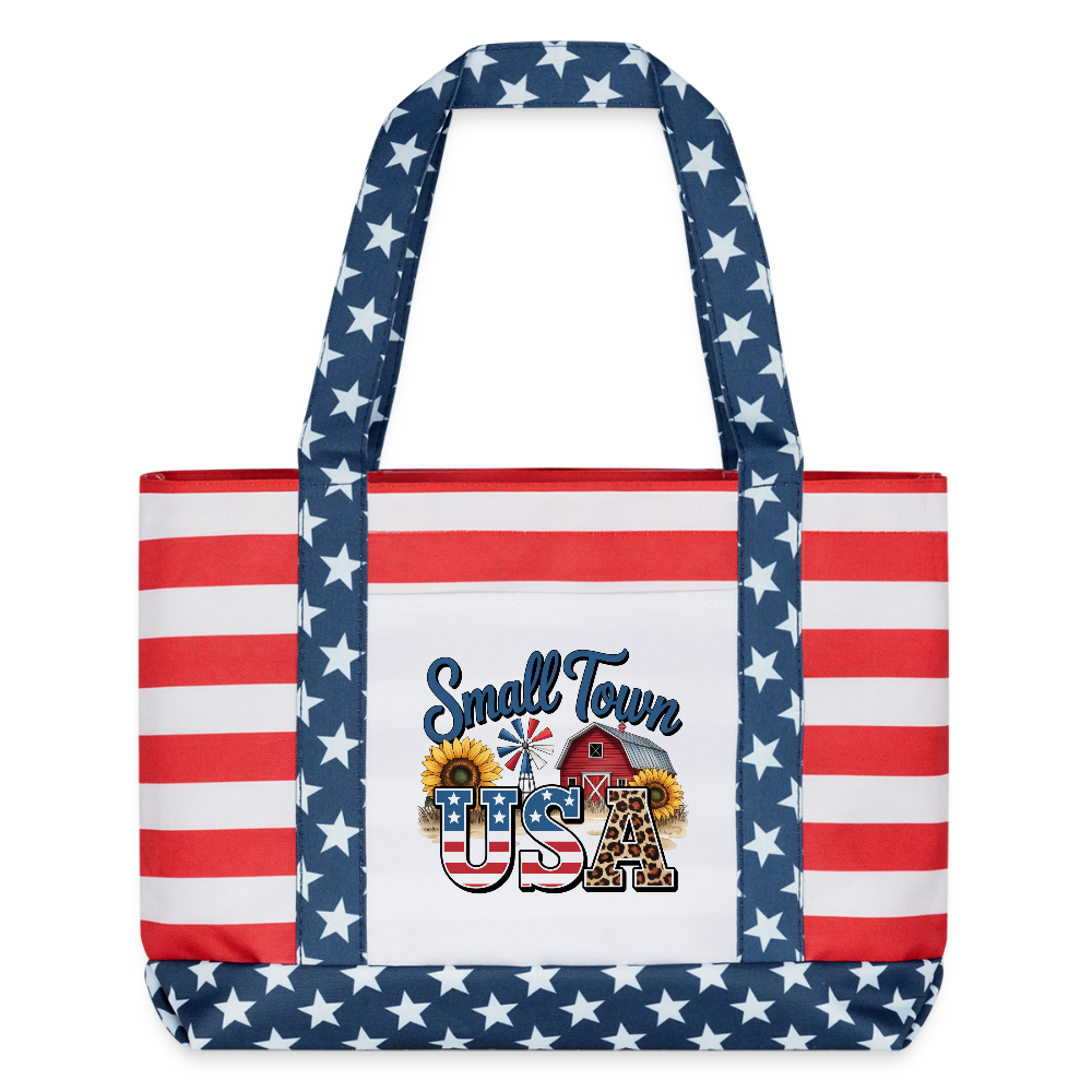 Small Town Americana Tote Bag - red/white/blue