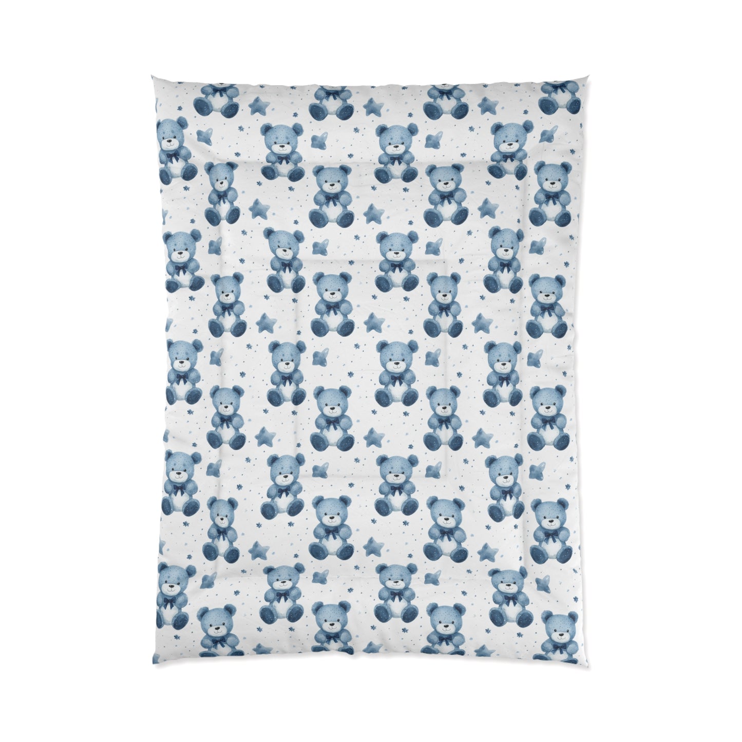 Cozy Bear Comforter - Soft Blue Teddy Bear Bedding, Kids Room Decor, Nursery Essentials, Seasonal Gift, Cute Bedroom Accessory