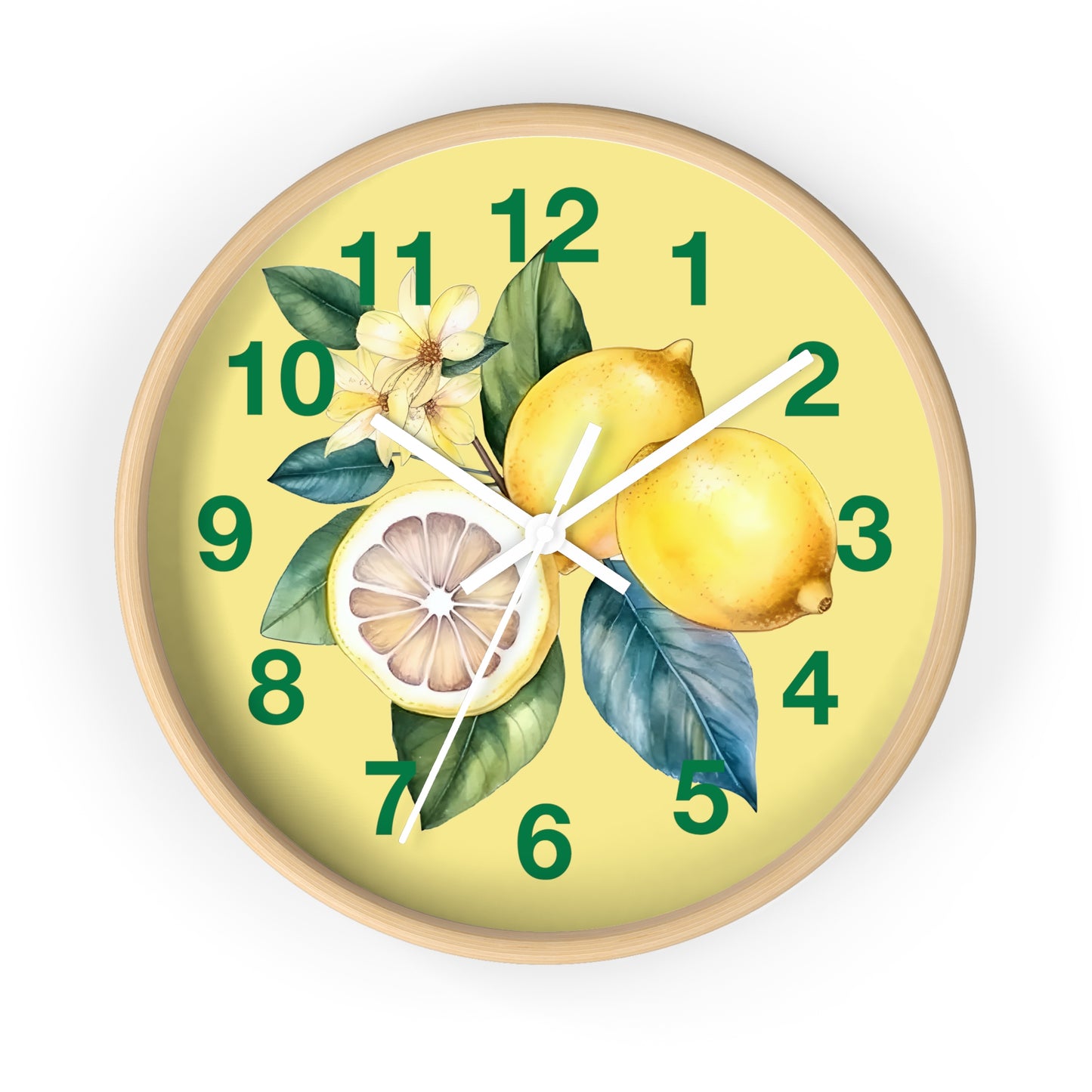 Lemon Blossom Wall Clock, Bright Kitchen Decor, Fruit-Themed Timepiece, Gift for Home, Summer Vibes, Lemon Lover's Wall Art