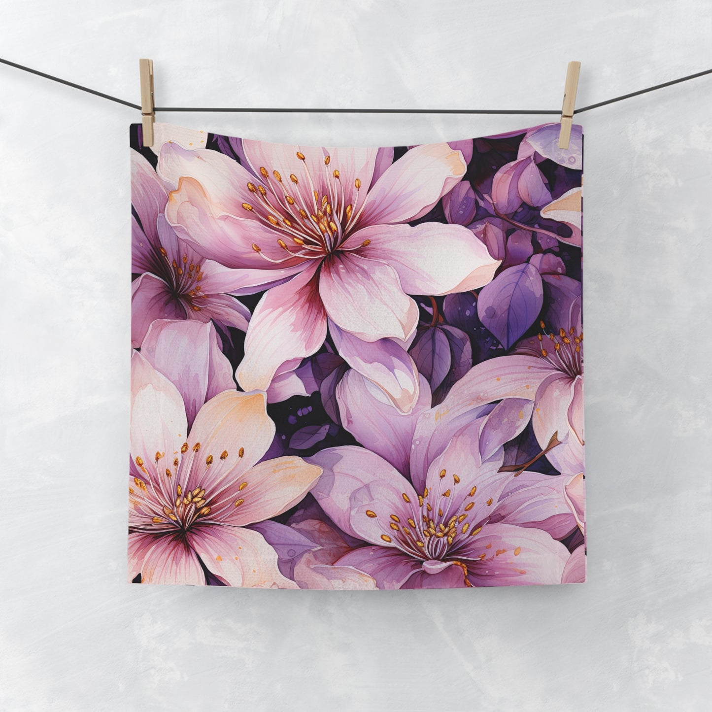 Floral Face Towel, Spa Gift Towel, Bathroom Decor Towel, Self-Care Towel, Decorative Hand Towel