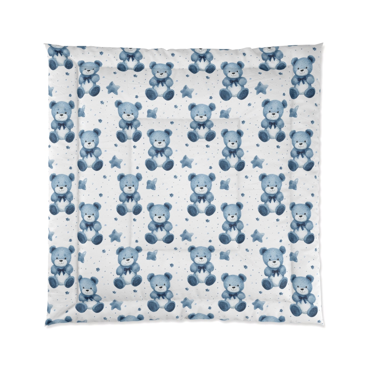 Cozy Bear Comforter - Soft Blue Teddy Bear Bedding, Kids Room Decor, Nursery Essentials, Seasonal Gift, Cute Bedroom Accessory
