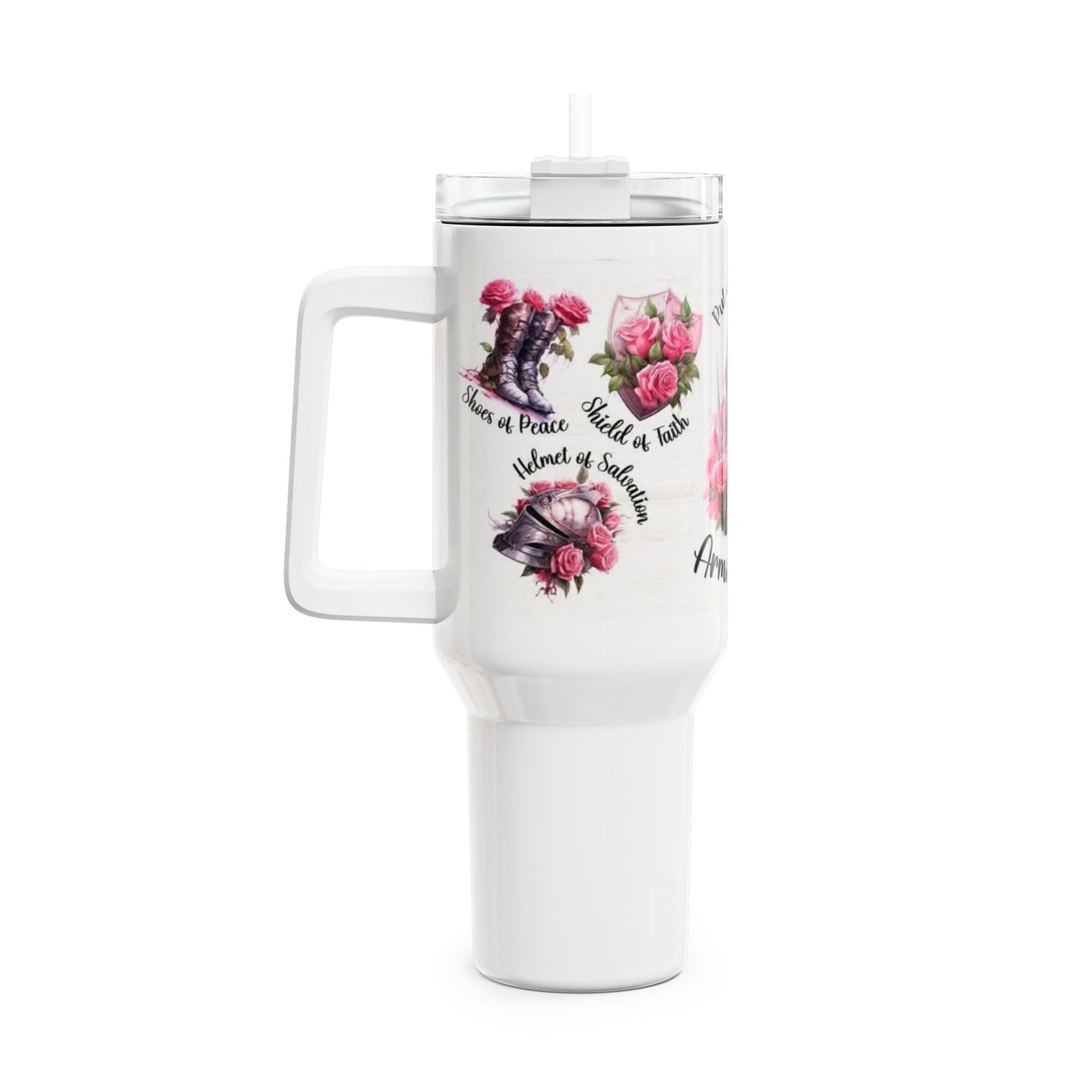 Empowered Floral Tumbler | 40oz Inspirational Drinkware | Gifts for Women | Motivational Reusable Cup | Self-Care Accessory