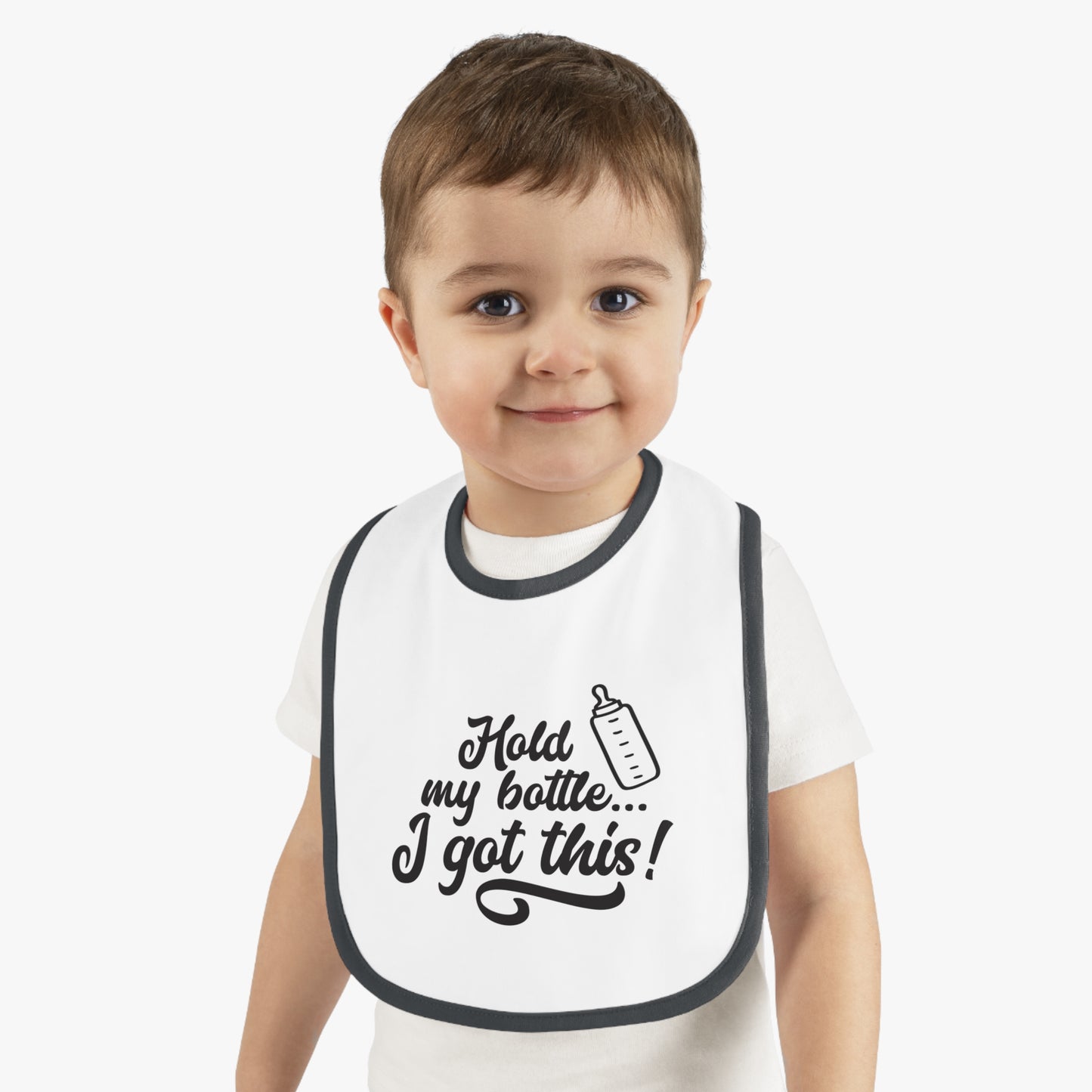 Baby Bib with Fun Quote | Cute Infants Bib | Unique Baby Shower Gift | Bib for Feeding | Baby Contrast Trim Jersey Bib | I Got This!