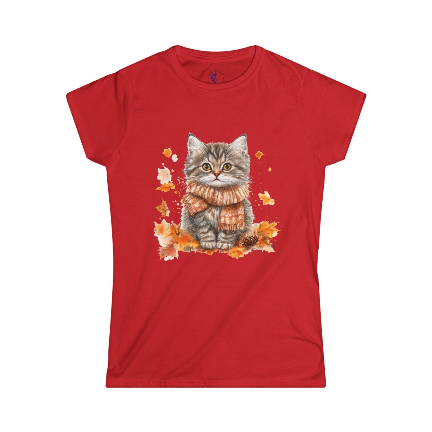 Cozy Cat Autumn Tee, Cute Cat Shirt, Fall Fashion Top, Gift for Cat Lovers, Casual Everyday Wear, Women's Tee