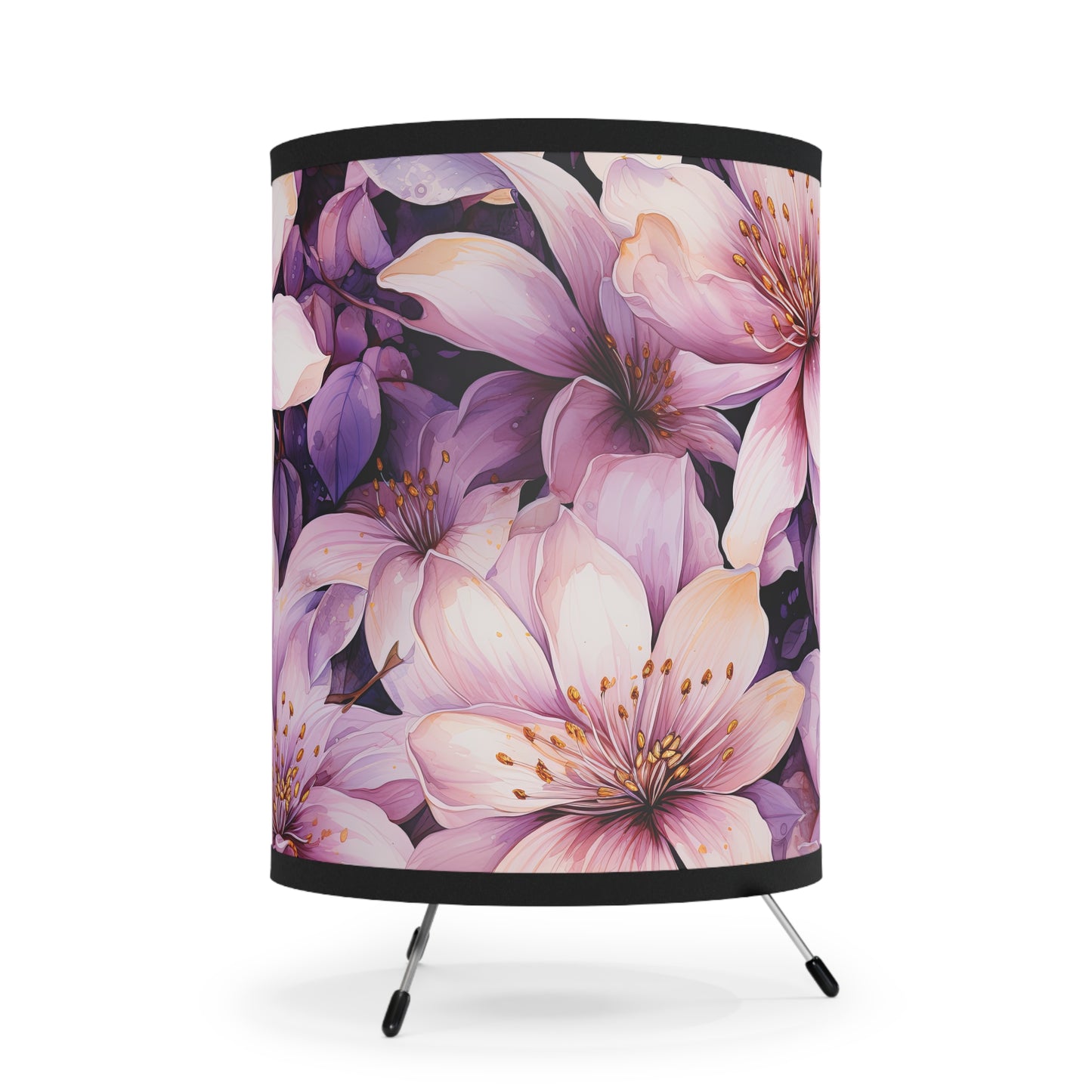 Floral Tripod Lamp, Boho Home Decor, Bedroom Lighting, Gift for Her, Modern Decor, High-Res Prints