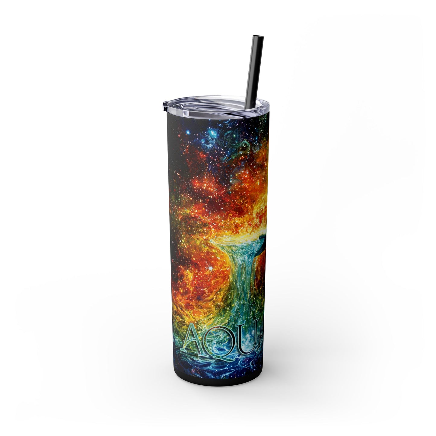 Vibrant Aquarius Skinny Tumbler, 20oz - Travel Mug, Galaxy Drink Holder - Perfect for Gifts, Parties, Home