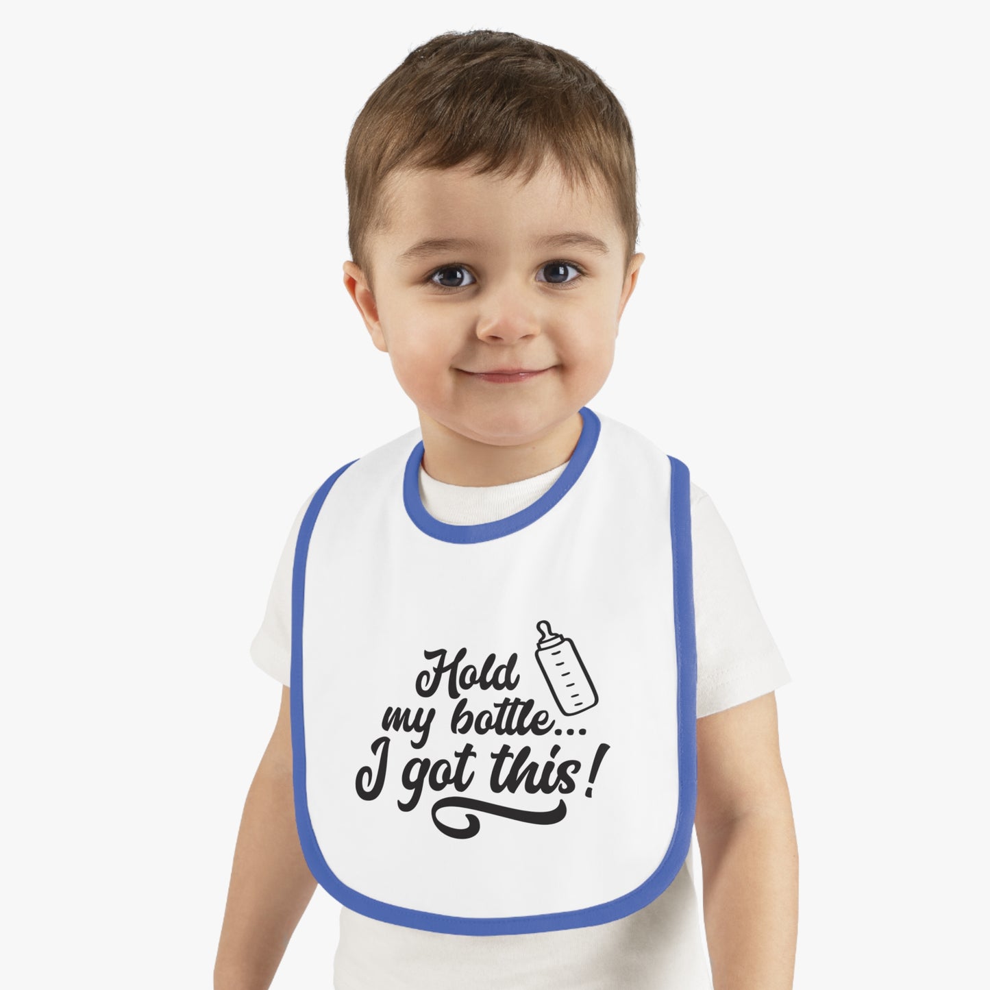 Baby Bib with Fun Quote | Cute Infants Bib | Unique Baby Shower Gift | Bib for Feeding | Baby Contrast Trim Jersey Bib | I Got This!