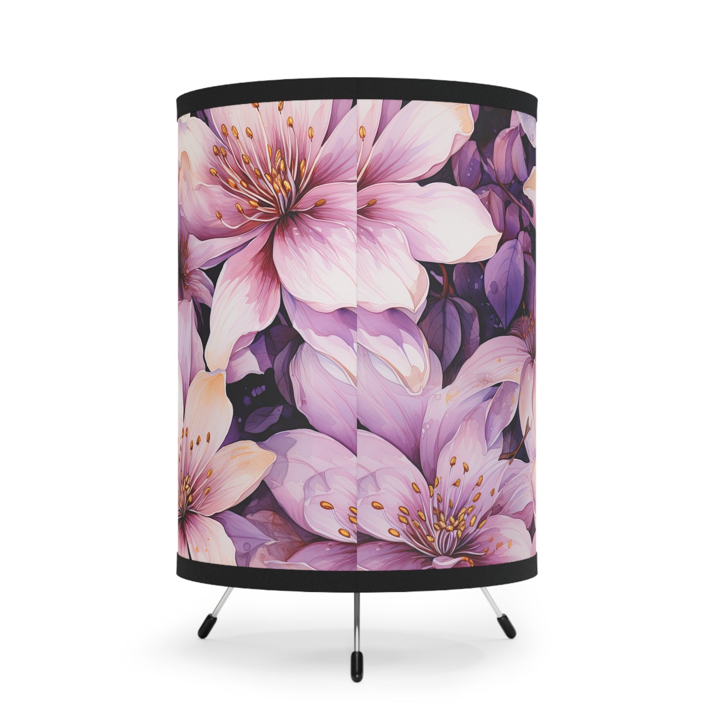 Floral Tripod Lamp, Boho Home Decor, Bedroom Lighting, Gift for Her, Modern Decor, High-Res Prints