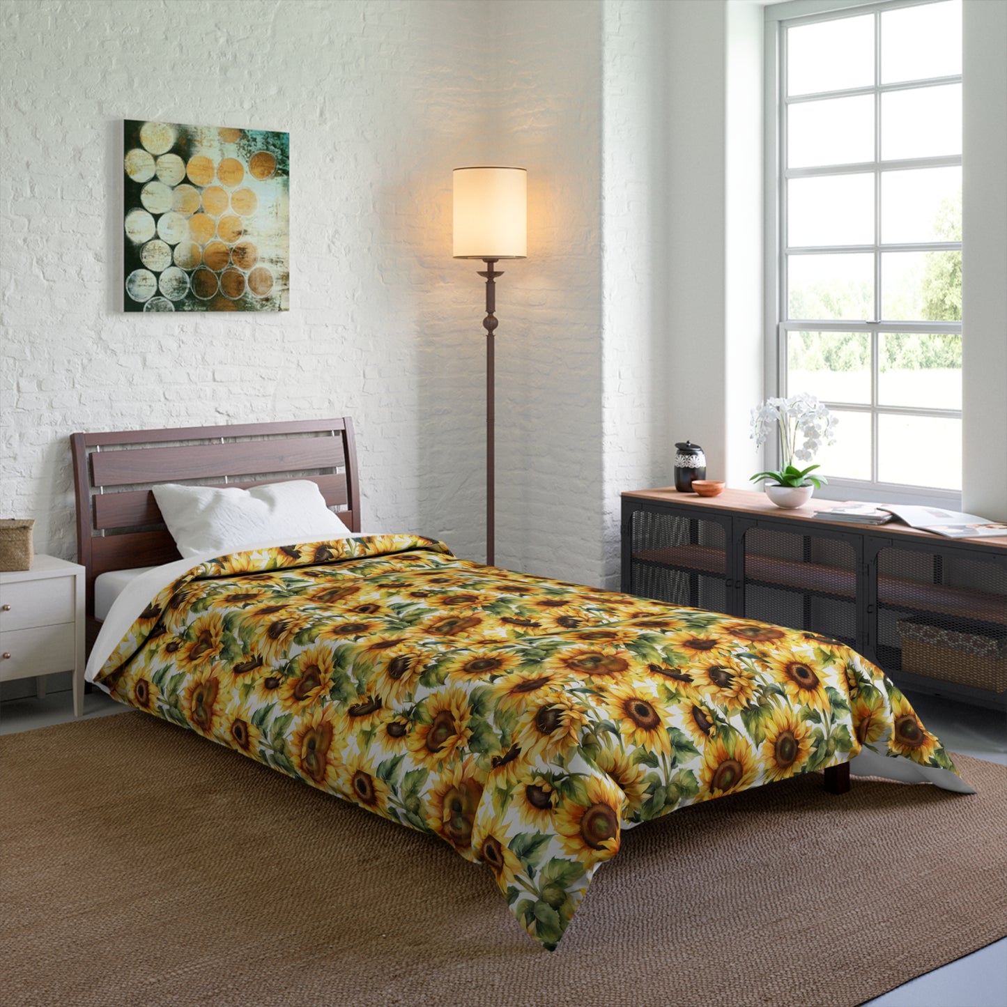 Sunflower Comforter: Brighten Your Bedroom, Cozy Bedding, Floral Home Decor, Gift for Garden Lovers, Spring & Summer Bedding