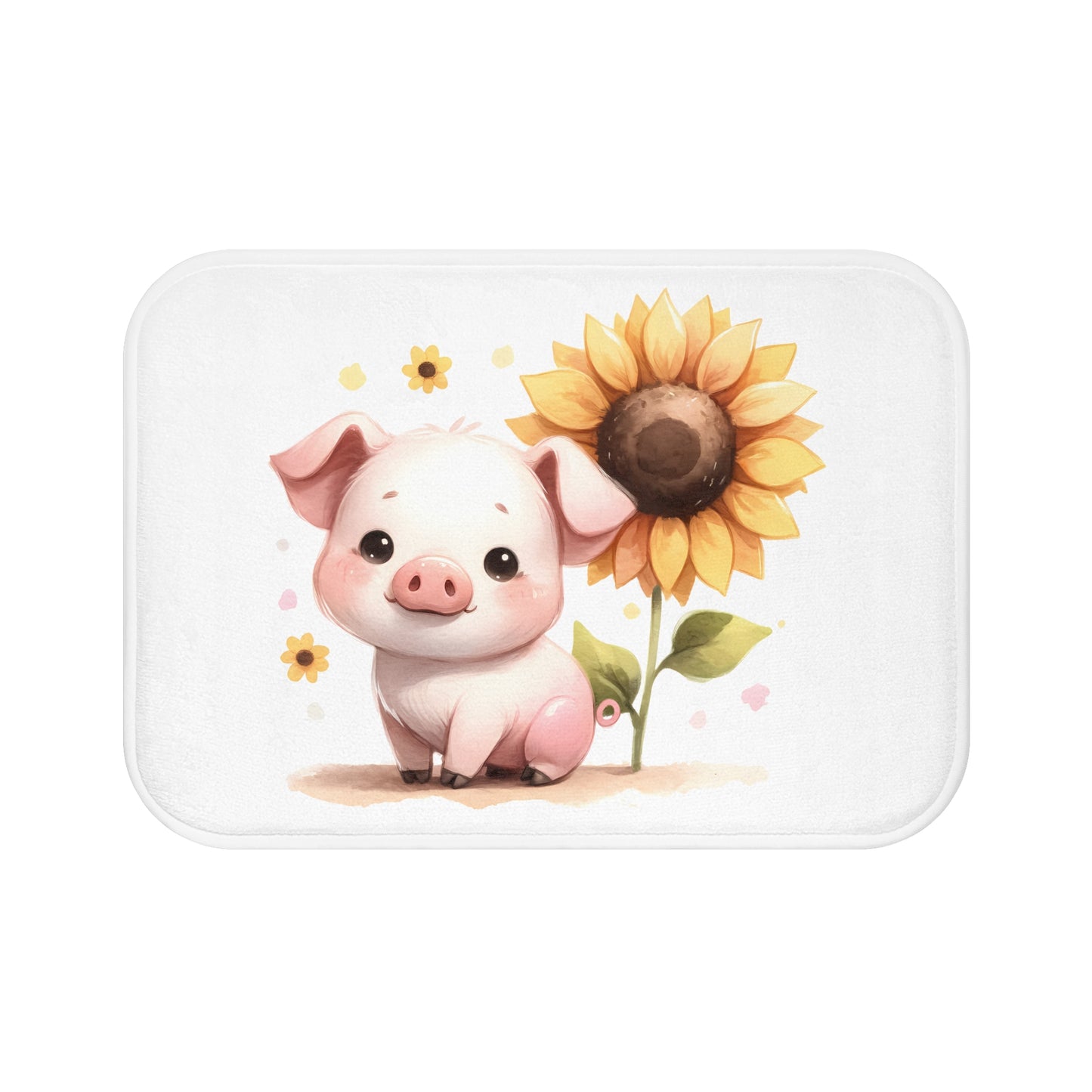 Cute Pig & Sunflower Bath Mat, Farmhouse Decor, Animal Lover Gift, Kids' Bathroom Accent, Fun & Whimsical Home Decor