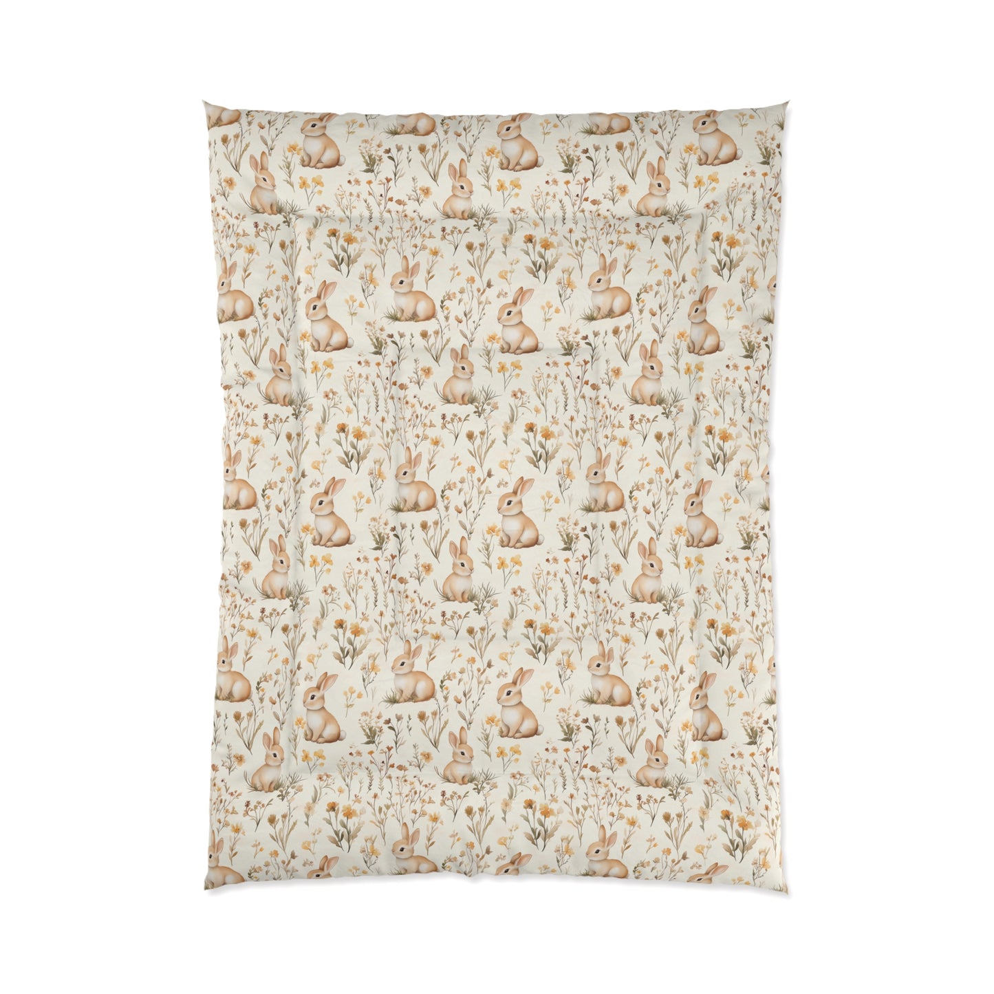Cozy Bunny Comforter - Soft Floral Bedding, Boho Bedroom Decor, Cute Rabbit Bedspread, Nursery Blanket, Unique Gift for Kids, Easter