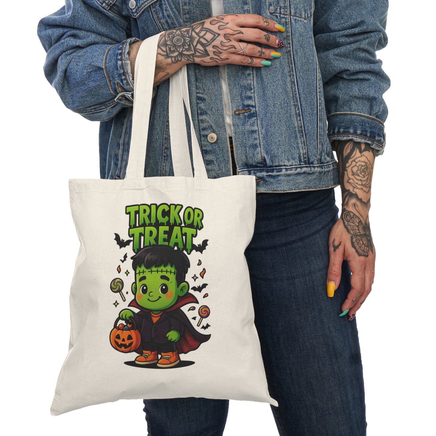 Halloween Trick or Treat Tote Bag, Eco-Friendly Shopping Bag, Gift for Kids, Halloween Party Favor, Reusable Grocery Bag