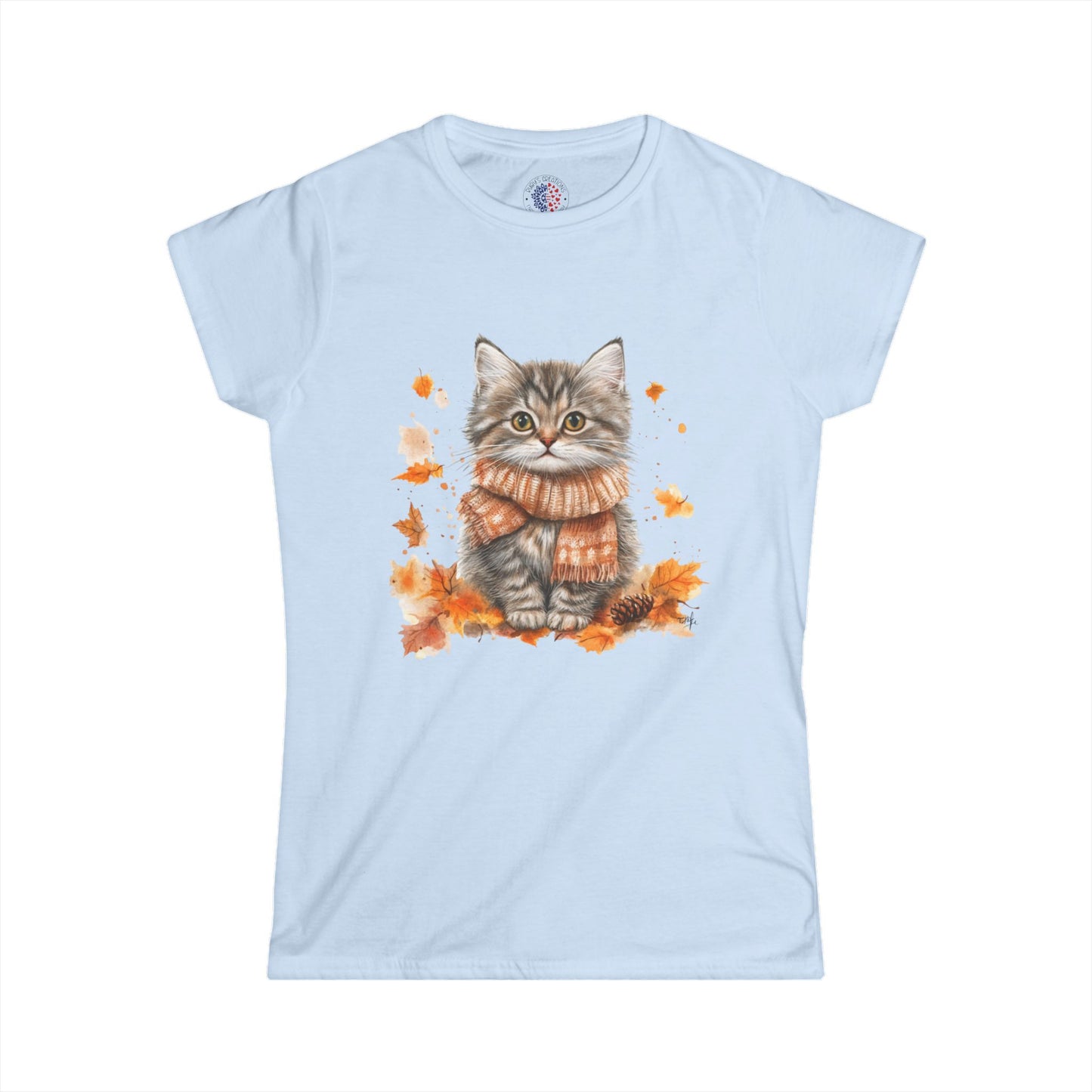 Cozy Cat Autumn Tee, Cute Cat Shirt, Fall Fashion Top, Gift for Cat Lovers, Casual Everyday Wear, Women's Tee