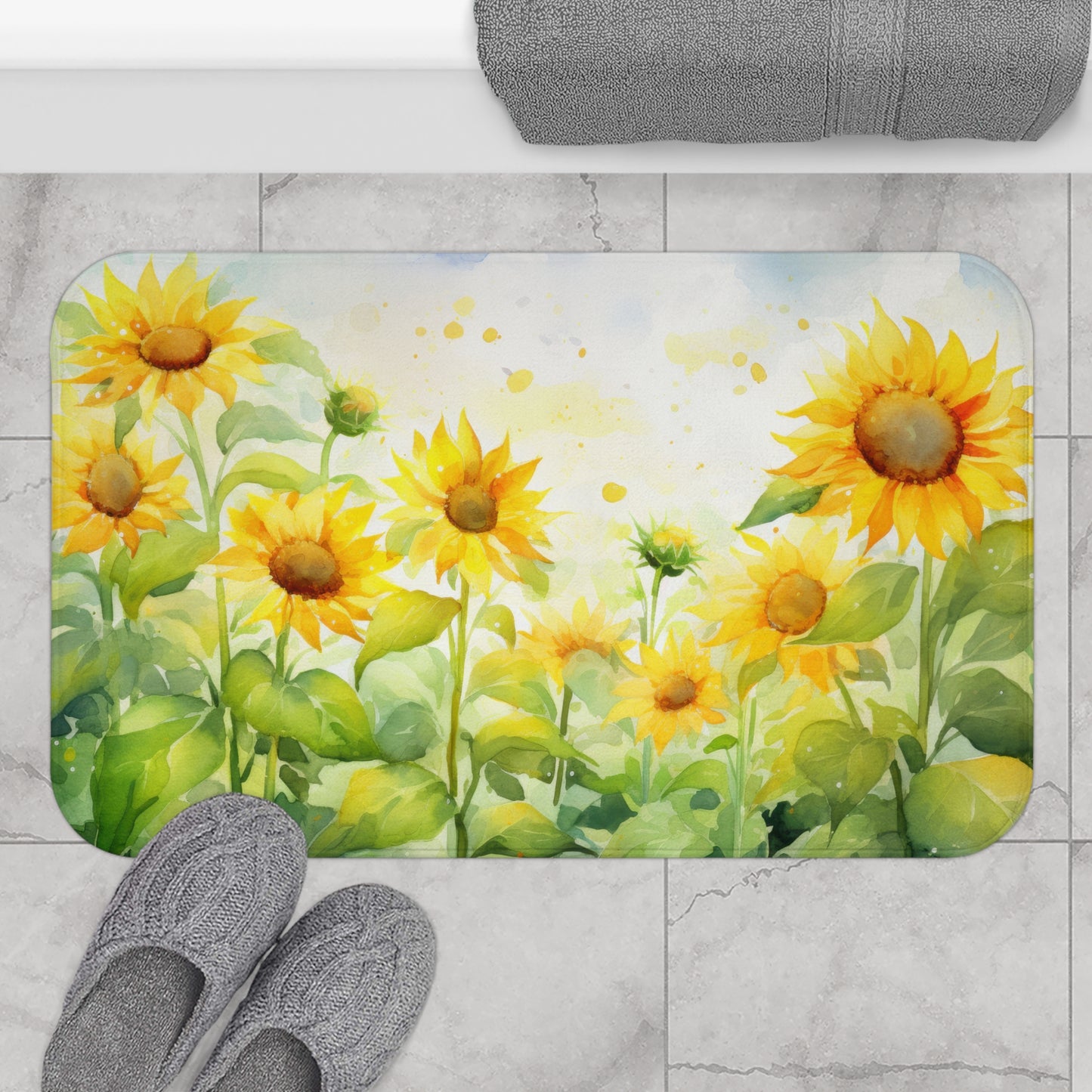 Sunflower Bath Mat - Brighten Your Bathroom, Summer Decor, Floral Home Accent, Gift for Garden Lovers, Eco-Friendly