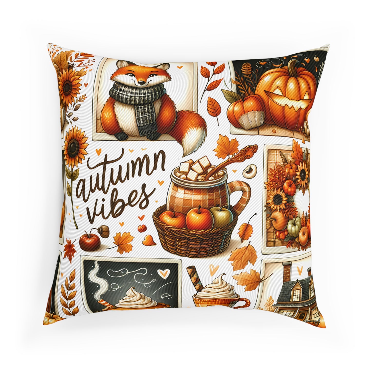Autumn Vibes Cushion - Cozy Fall Decor, Pumpkin Pillows, Seasonal Home Accents, Gift for Thanksgiving, Rustic Autumn Decorations