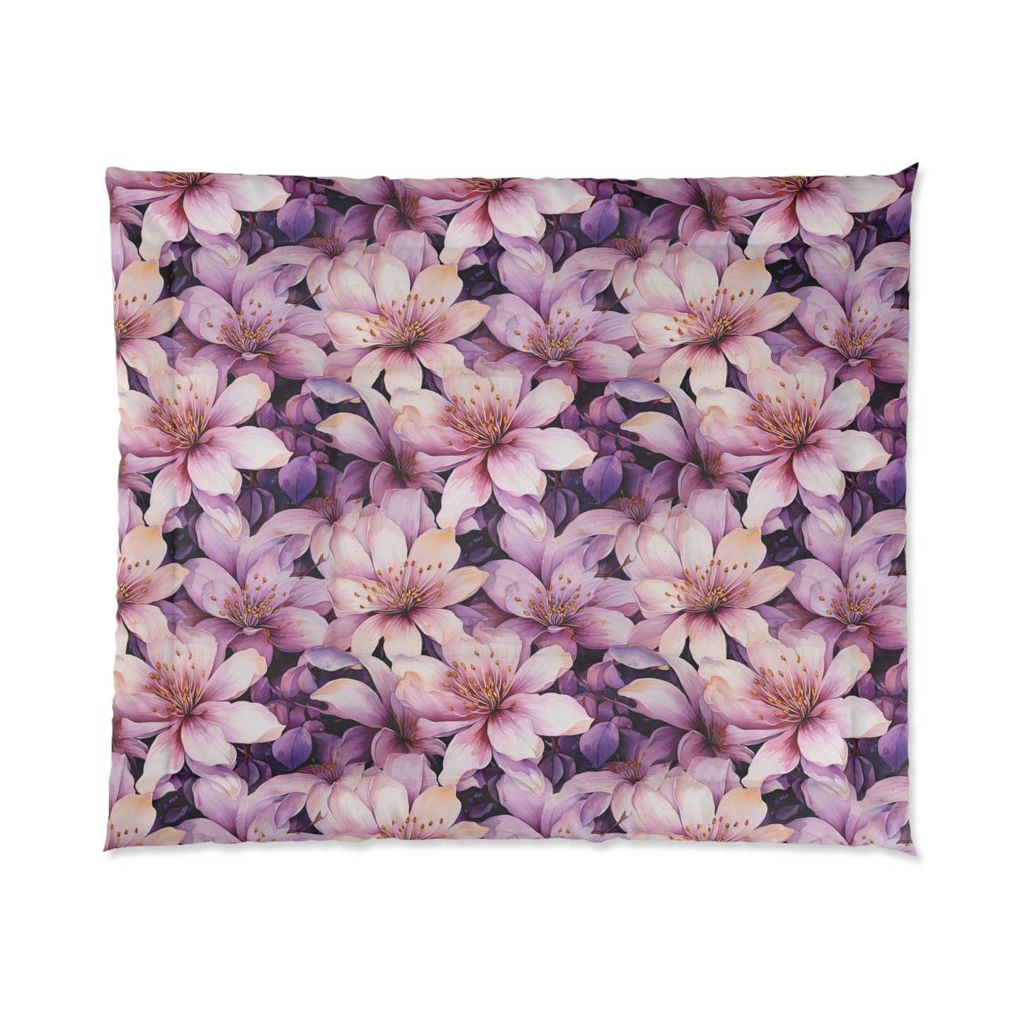 Floral Comforter - Cozy Blanket for Home Decor, Bedspread, Gift for Her, Spring Floral Bedding, Lightweight Quilt