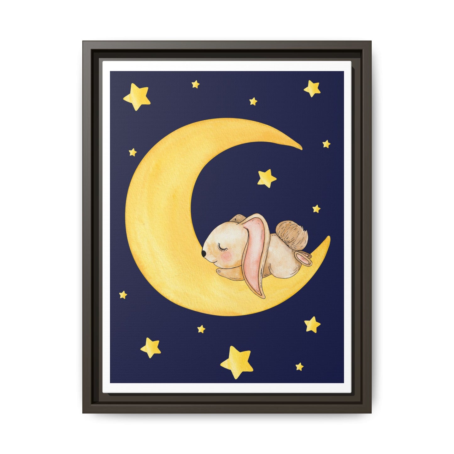 Whimsical Framed Artwork, Cute Bunny Moon Decor, Nursery Wall Art, Kid's Room Accent, Baby Shower Gift, Cozy Home Decor
