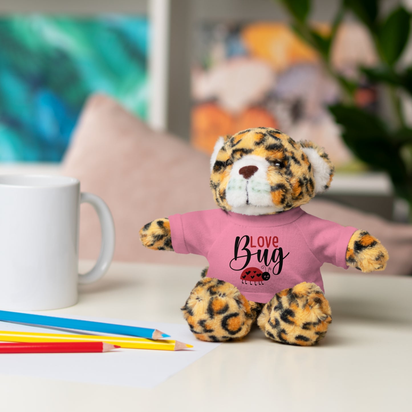 Love Bug Stuffed Animal with Tee, Cute Gift for Kids, Valentine's Day Plush Toy, Adorable Birthday Present, Snuggle Buddy