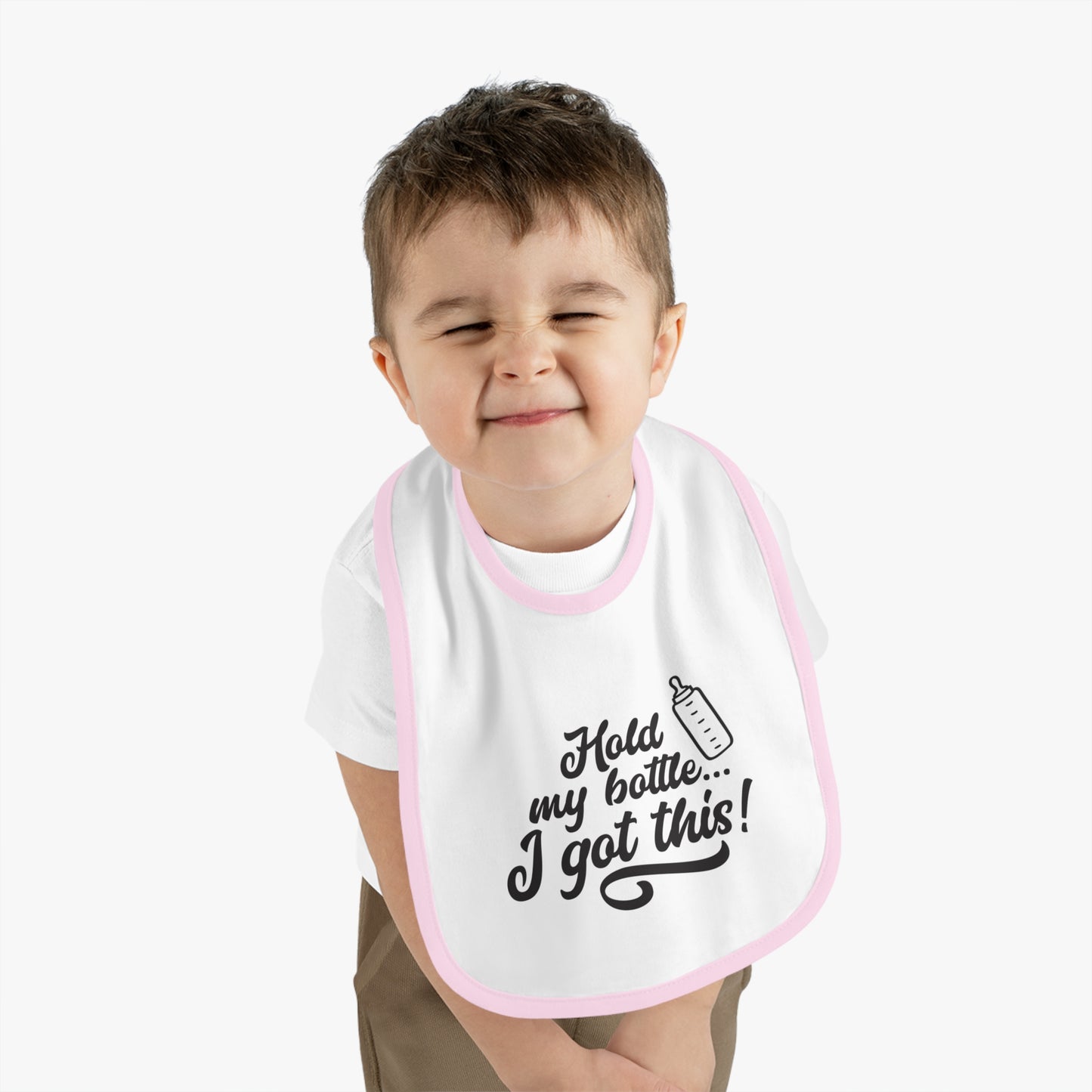 Baby Bib with Fun Quote | Cute Infants Bib | Unique Baby Shower Gift | Bib for Feeding | Baby Contrast Trim Jersey Bib | I Got This!