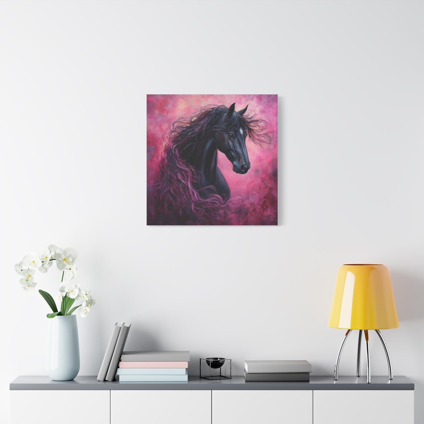 Black Horse Canvas Art, Wall Decor, Horse Lover Gift, Unique Home Decor, Animal Art, Equine Artwork