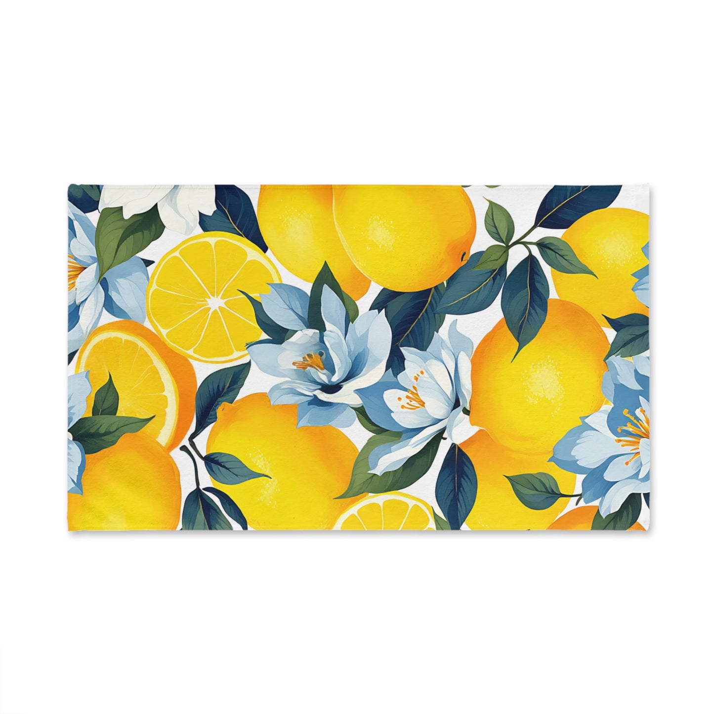 Vibrant Lemon Floral Hand Towel, Kitchen Decor, Gift for Home, Summer Vibes, Bright Bathroom Accessory, Citrus Kitchen Towel