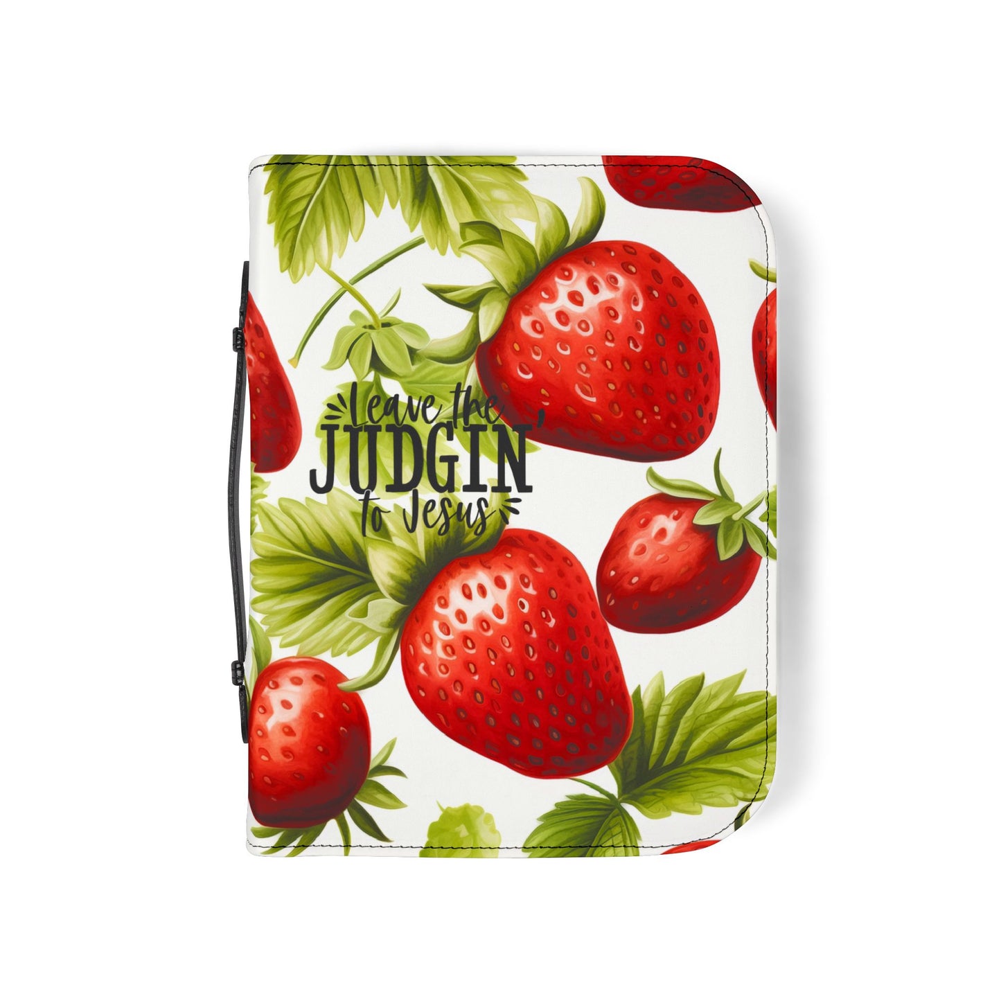 Strawberry Bible Cover, Floral Christian Accessory, Gift for Worship, Religious Journal Case, Church Essentials, Devotional Keeper