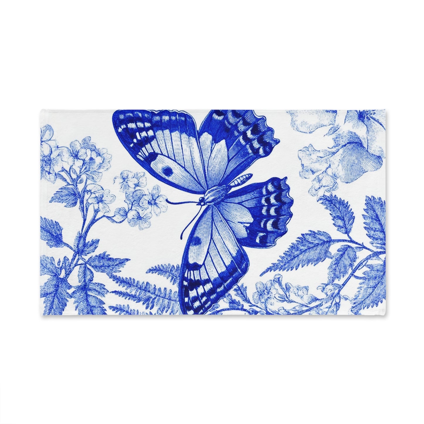 Blue Butterfly Hand Towel, Floral Bath Towel, Kitchen Decor, Butterfly Gift, Home Linen, Spring Aesthetic