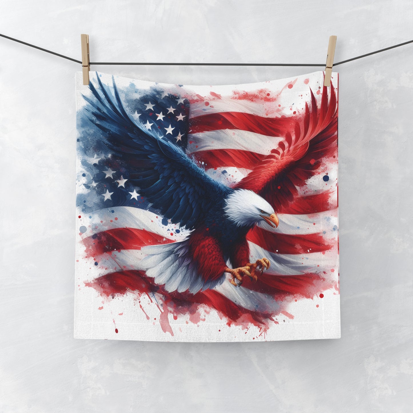 Patriotic Face Towel featuring American Eagle Design | Ideal for Holidays, Gifts, Kitchen & Home Decor, USA Celebrations, Father's Day