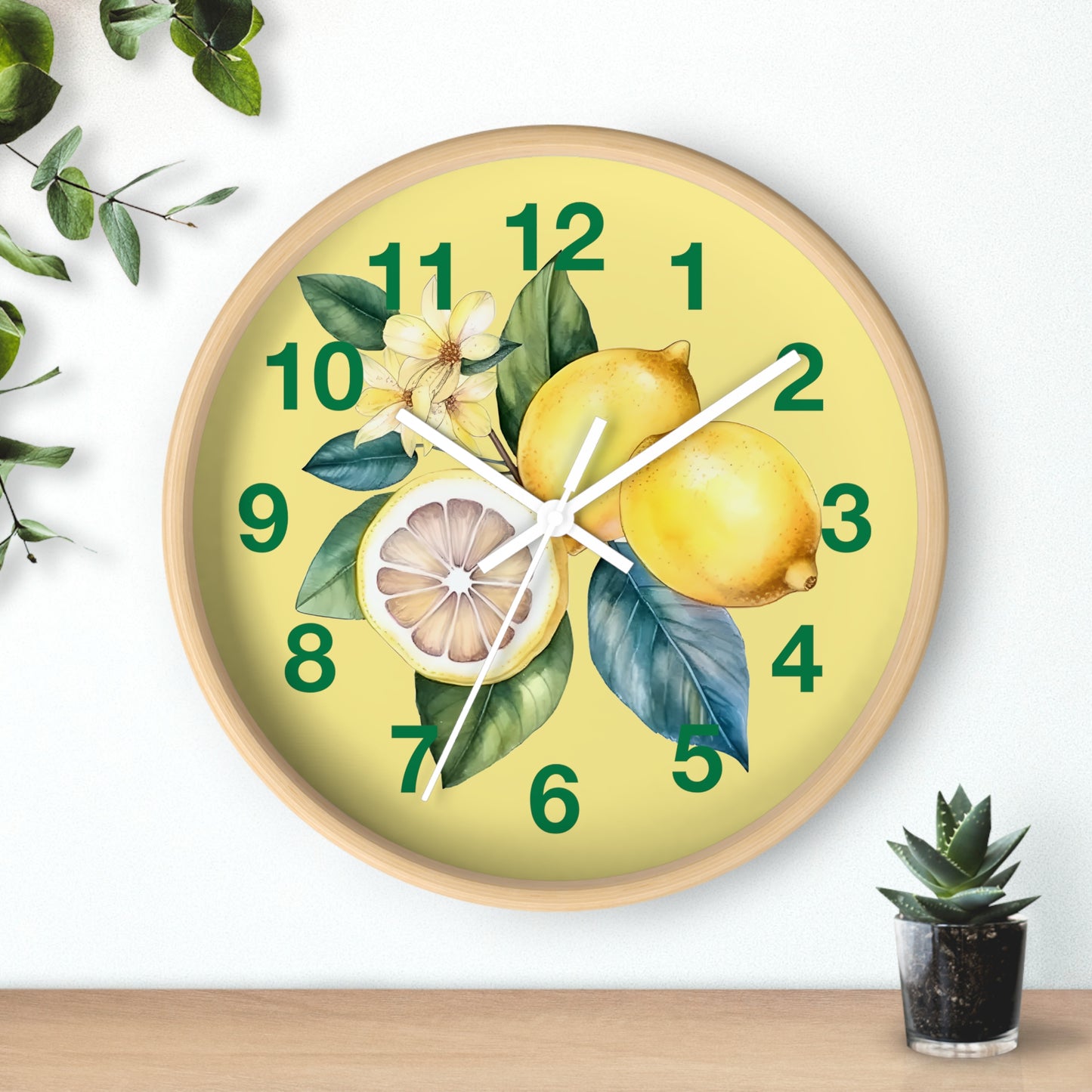 Lemon Blossom Wall Clock, Bright Kitchen Decor, Fruit-Themed Timepiece, Gift for Home, Summer Vibes, Lemon Lover's Wall Art