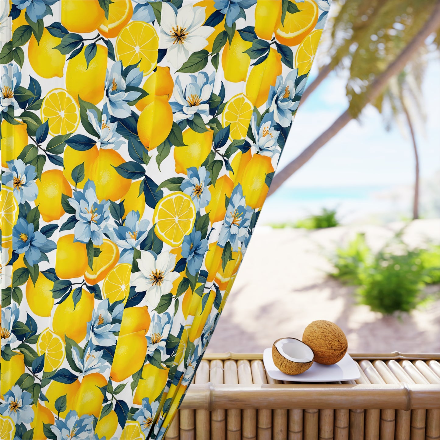 Lemon Blossom Window Curtains | Bright Floral Home Decor, Kitchen & Living Room Accessory, Summer Vibes, Gift Idea