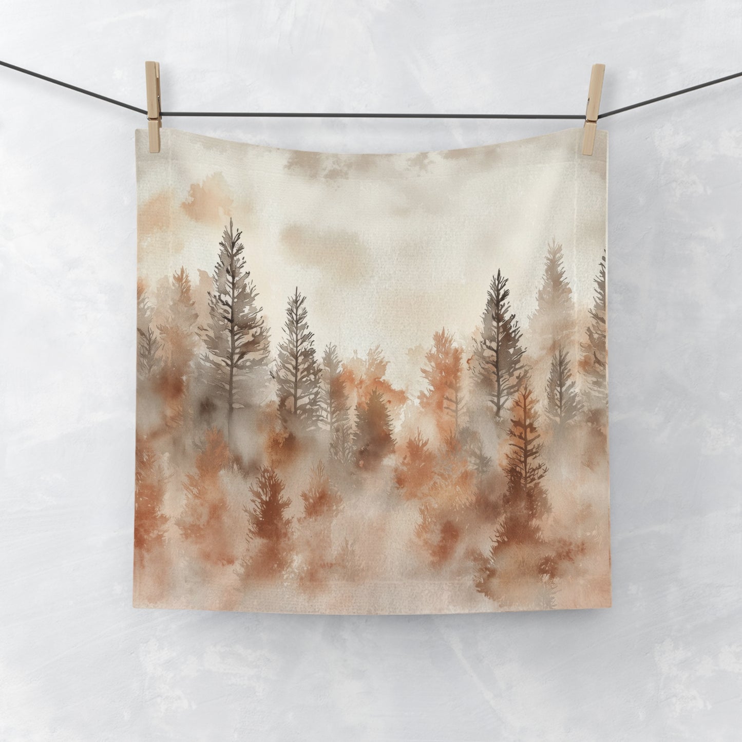 Rustic Forest Print Face Towel, Nature Lover Gift, Bathroom Decor, Cozy Home Accessory, Eco-Friendly Face Towel, Towels for Spa or Grooming