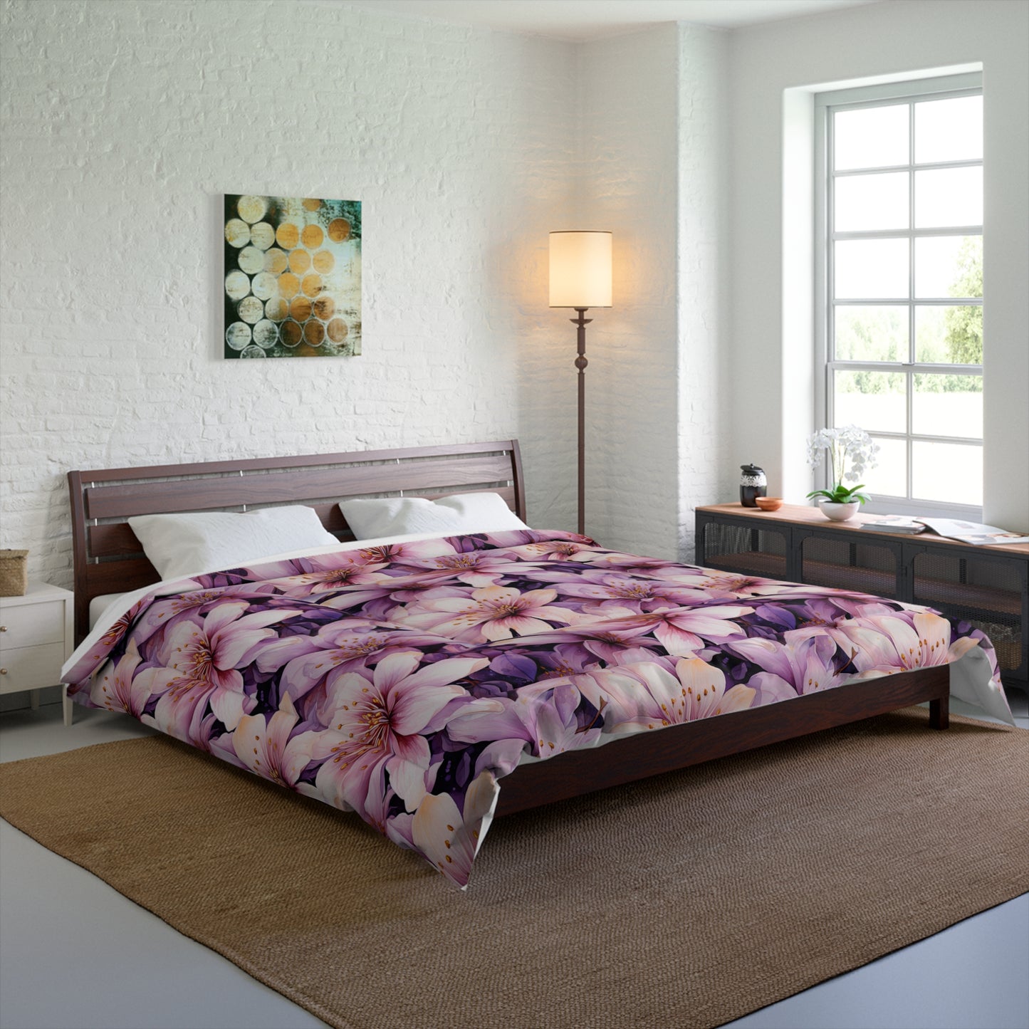 Floral Comforter - Cozy Blanket for Home Decor, Bedspread, Gift for Her, Spring Floral Bedding, Lightweight Quilt