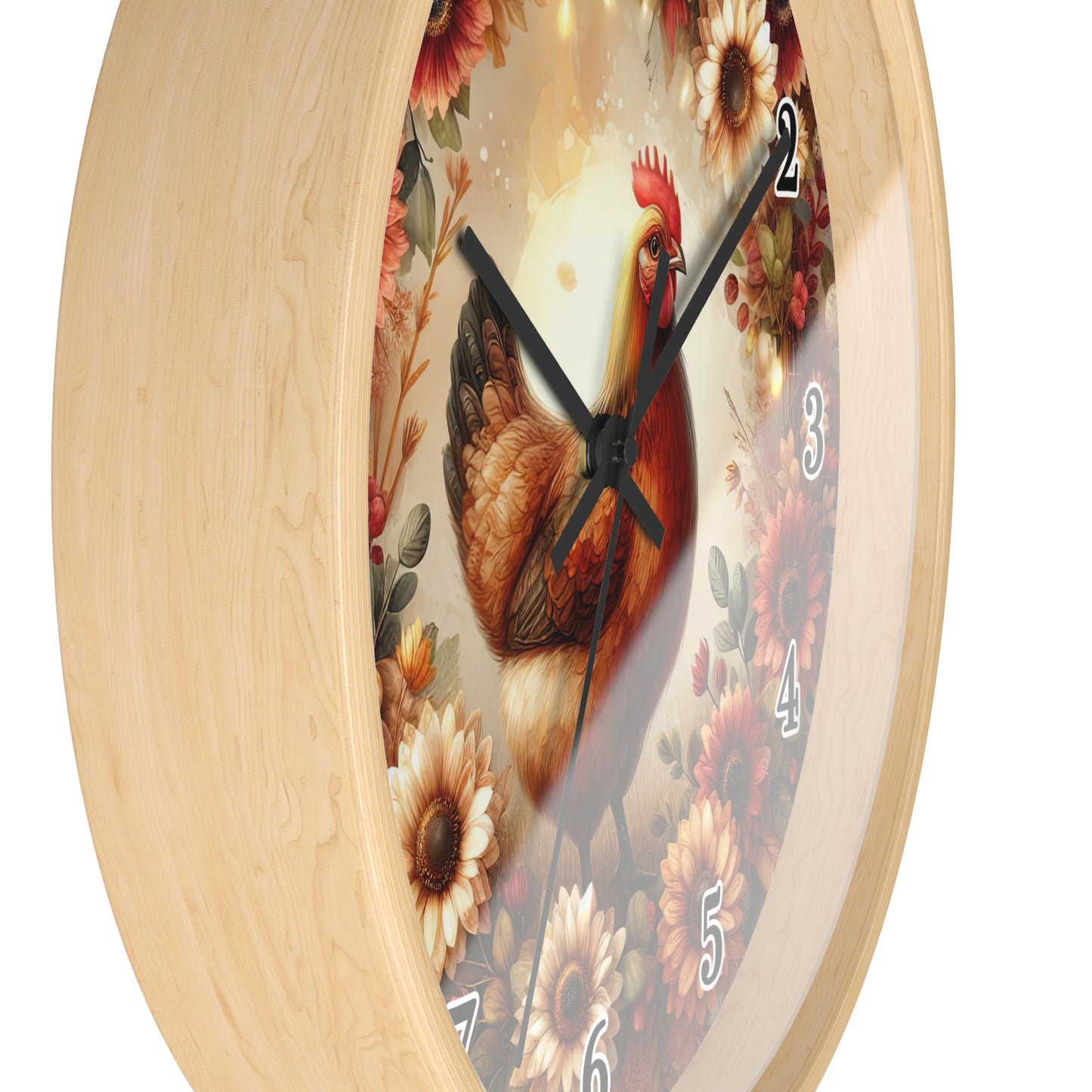 Rustic Chicken Wall Clock, Farmhouse Decor, Kitchen Wall Art, Gift for Chicken Lovers, Country Style Clock