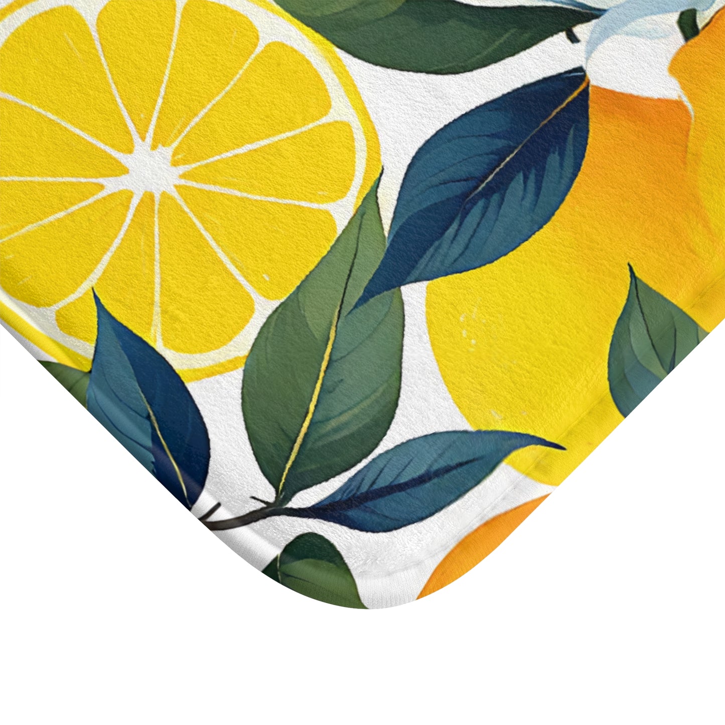 Vibrant Lemon Floral Bath Mat | Citrus Home Decor, Bathroom Accessory, Summer Vibes, Gift for Her, Kitchen Rug