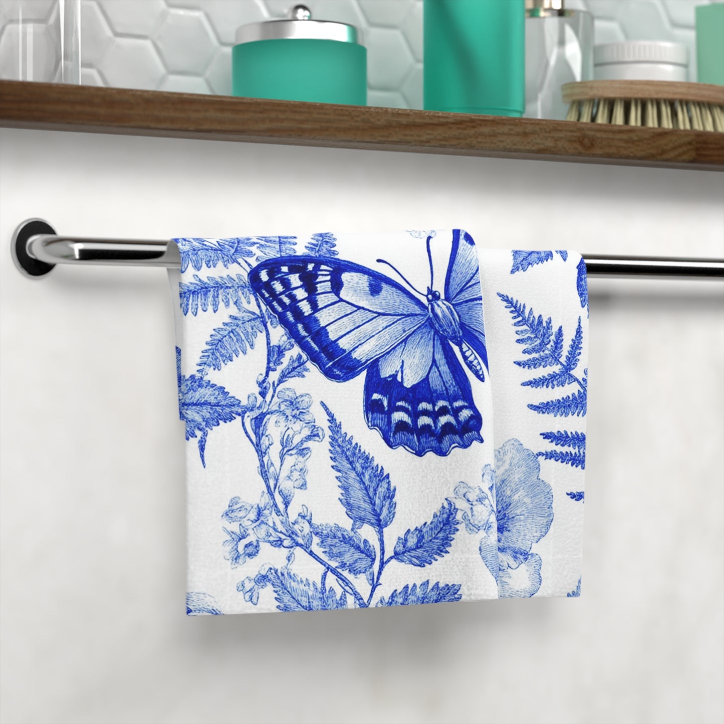 Butterfly Floral Face Towel - Soft Cotton Washcloth, Spa Gift, Bathroom Decor, Nature Lover, Eco-Friendly