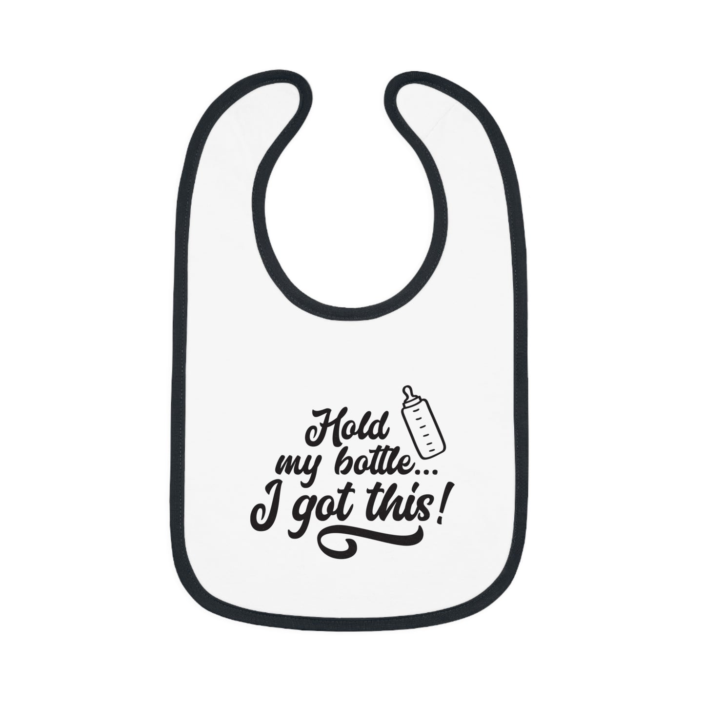 Baby Bib with Fun Quote | Cute Infants Bib | Unique Baby Shower Gift | Bib for Feeding | Baby Contrast Trim Jersey Bib | I Got This!