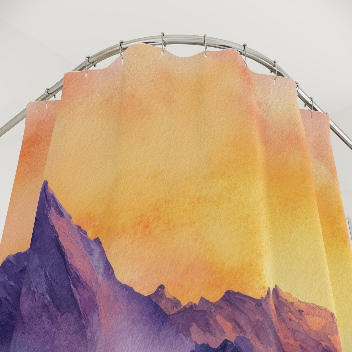 Mountain Sunset Shower Curtain, Bathroom Decor, Nature-Inspired Gift, Bohemian Style, Home Aesthetic