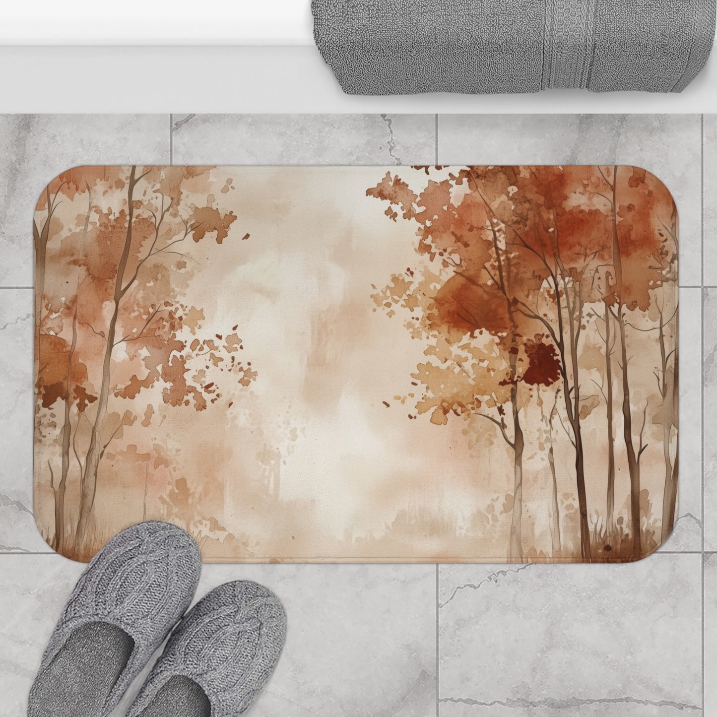Autumn Forest Bath Mat - Cozy Decor, Bathroom Accessory, Fall Home Decor, Rustic Gift Idea, Nature Inspired Bathroom
