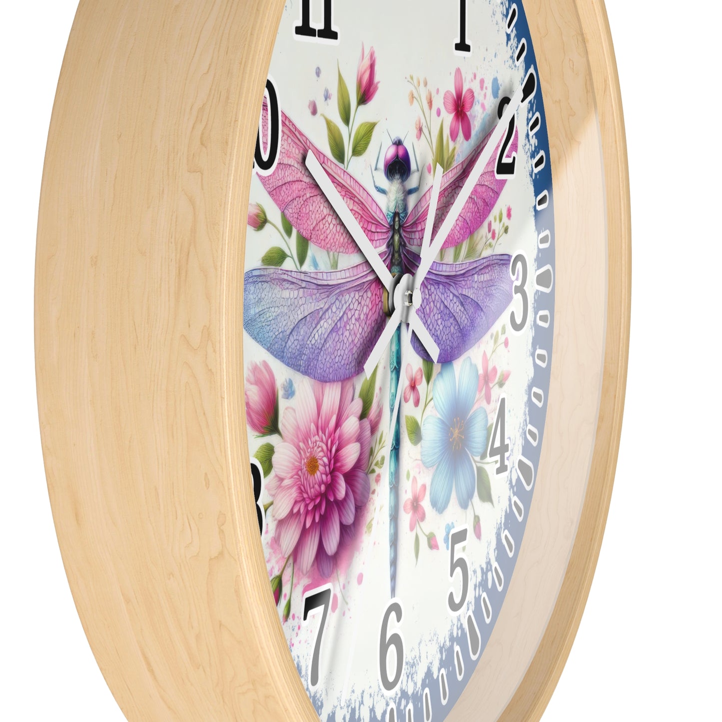 Floral Dragonfly Wall Clock, Nature-Inspired Decor, Home Office Gift, Kitchen Wall Art, Spring Decor, Unique Clock Design