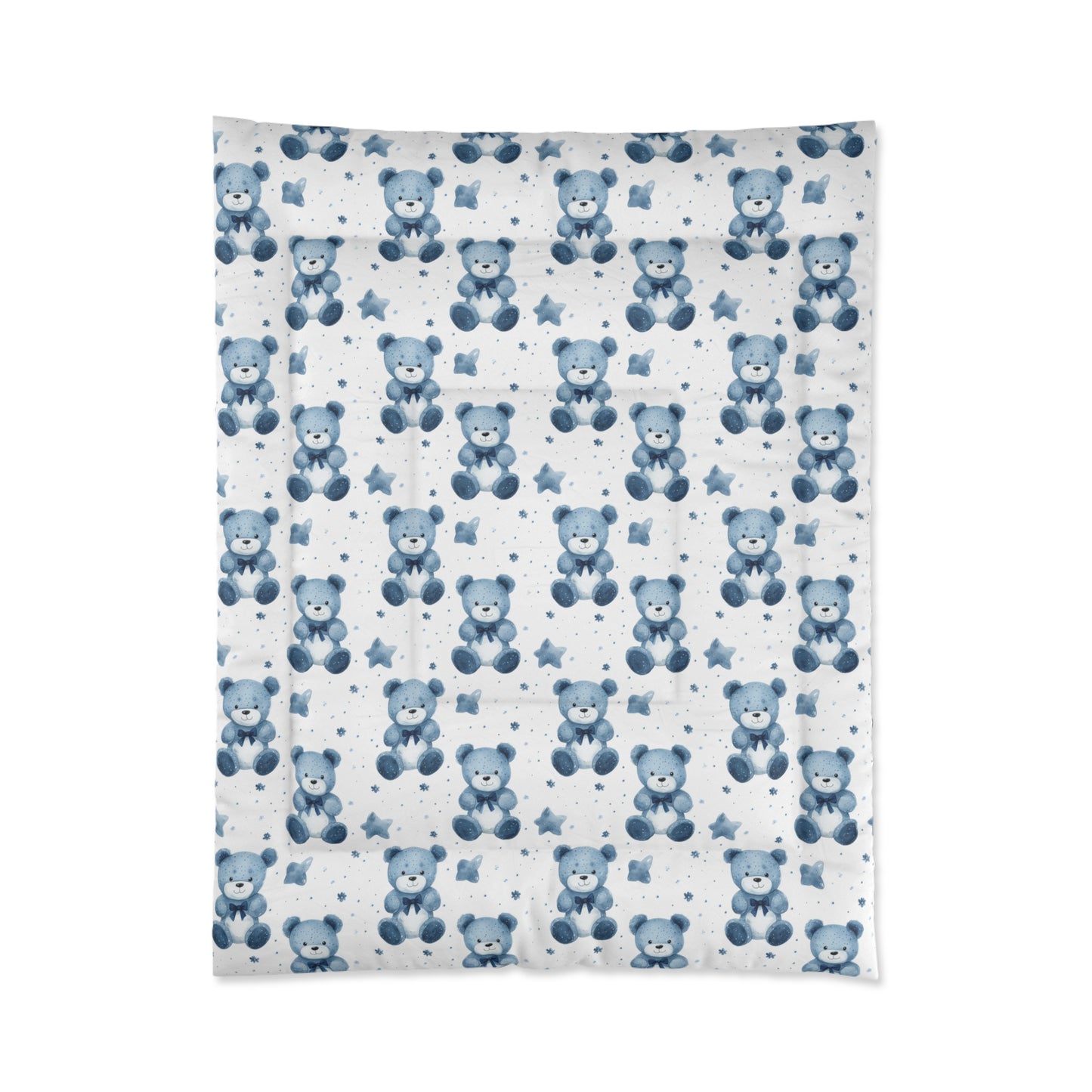 Cozy Bear Comforter - Soft Blue Teddy Bear Bedding, Kids Room Decor, Nursery Essentials, Seasonal Gift, Cute Bedroom Accessory