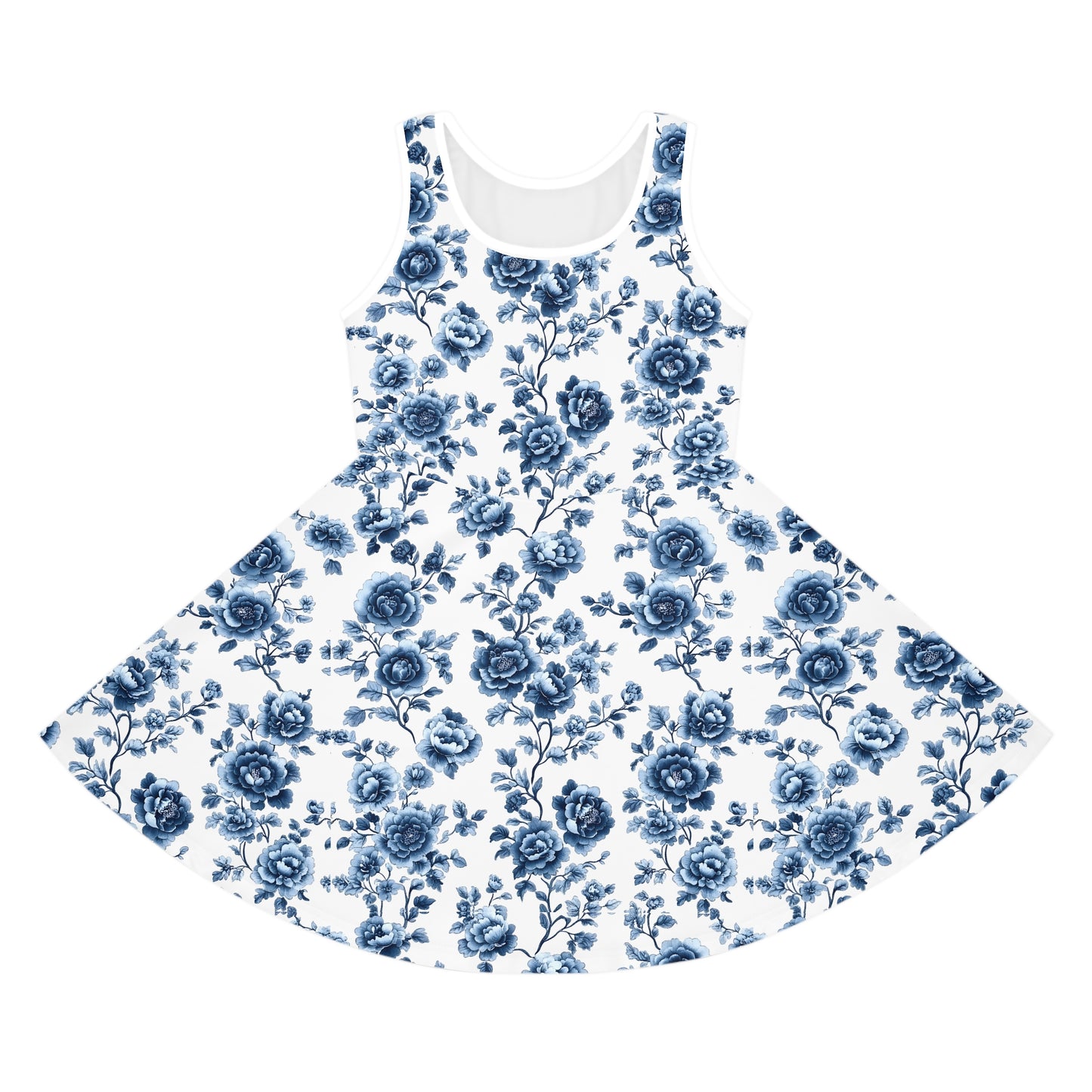 Blue Floral Print Girls' Sundress