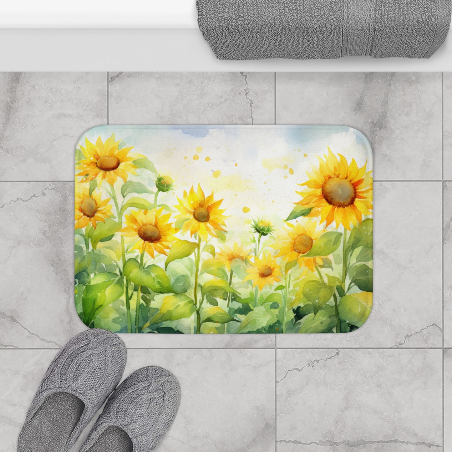 Sunflower Bath Mat - Brighten Your Bathroom, Summer Decor, Floral Home Accent, Gift for Garden Lovers, Eco-Friendly