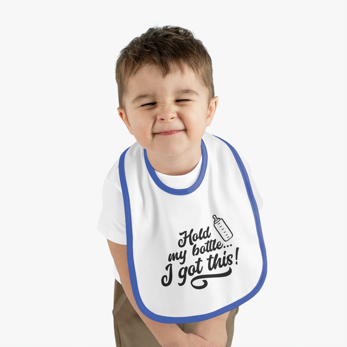 Baby Bib with Fun Quote | Cute Infants Bib | Unique Baby Shower Gift | Bib for Feeding | Baby Contrast Trim Jersey Bib | I Got This!