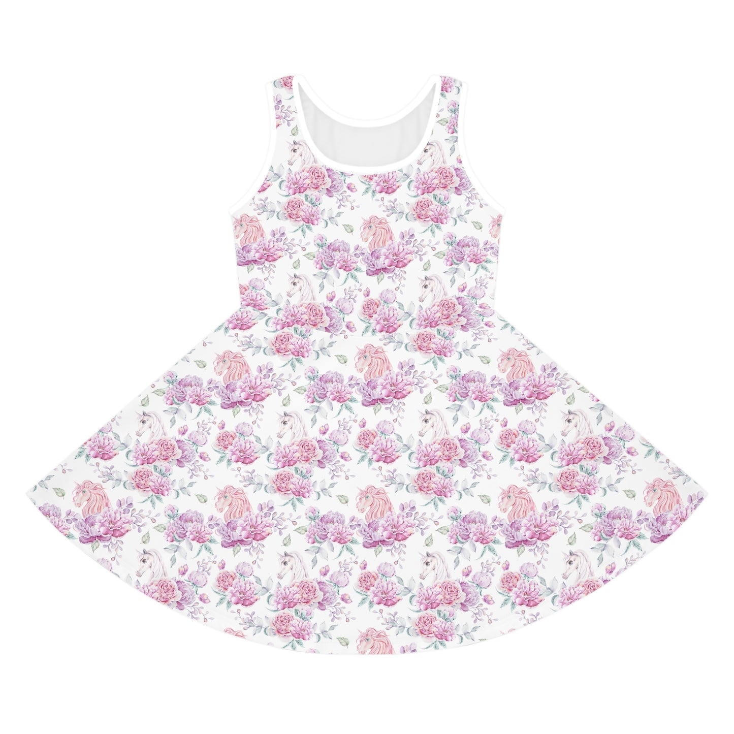 Girls' Pink Floral Unicorn Sleeveless Sundress