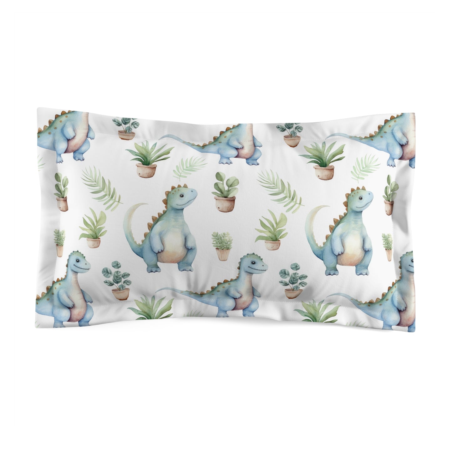 Cute Dinosaur Microfiber Pillow Sham, Kids Bedding, Nursery Decor, Whimsical Dinosaur Gifts, Toddler Bedroom