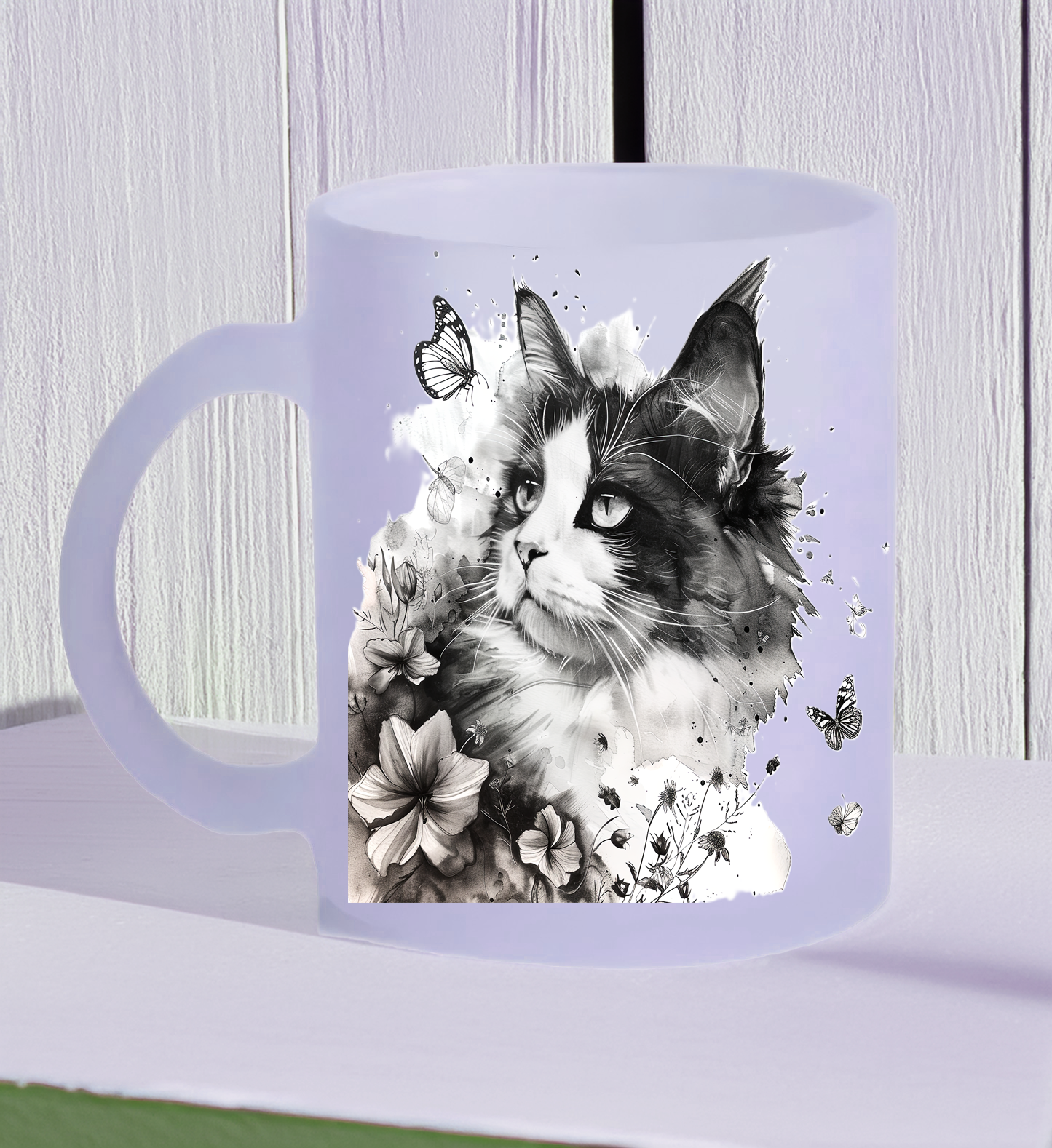 11 oz printed cat coffee mugs