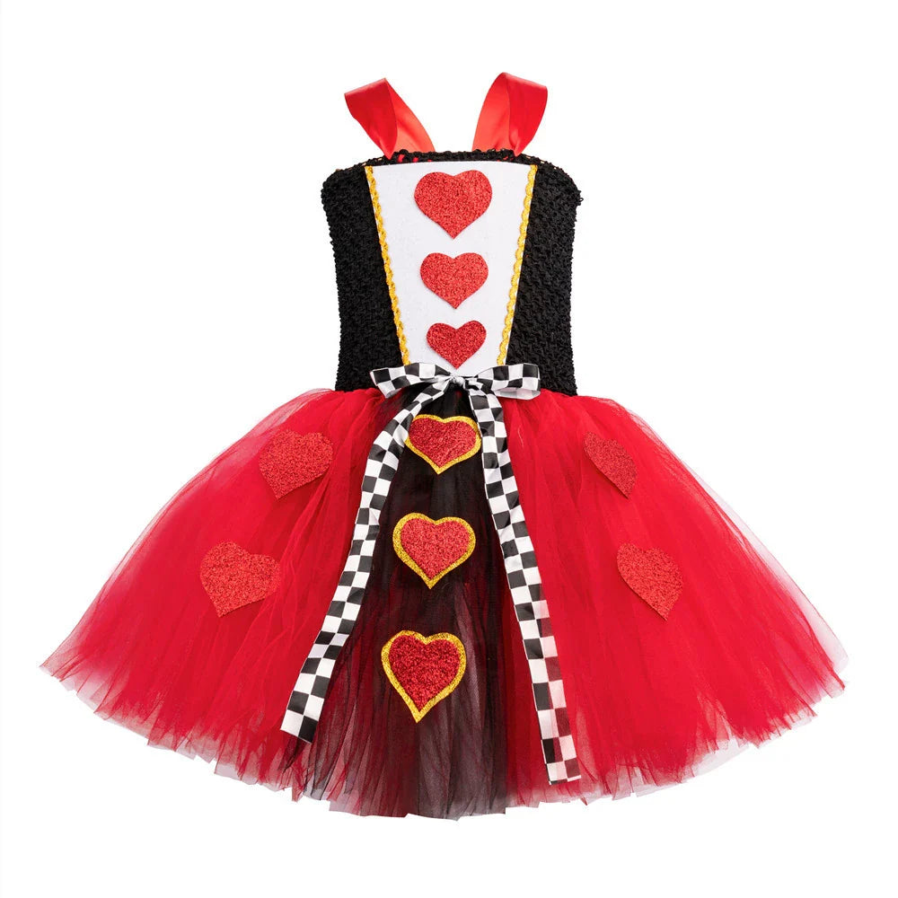 Halloween the Red Queen Costume Set Dress with Headpiece and Staff-2