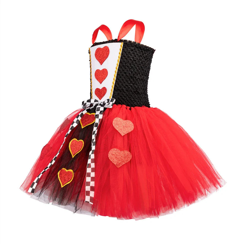 Halloween the Red Queen Costume Set Dress with Headpiece and Staff-3