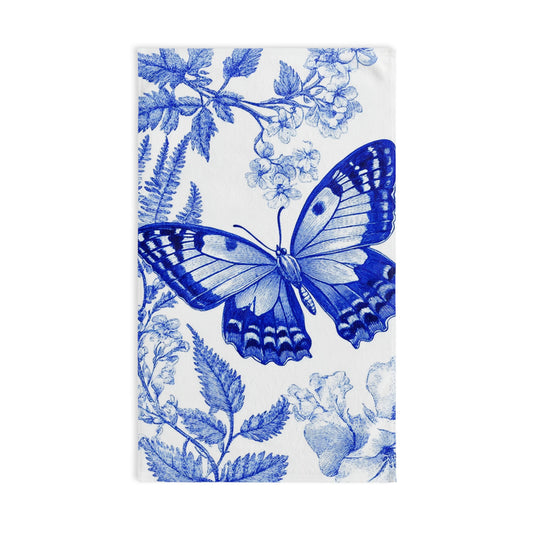 Blue Butterfly Hand Towel, Floral Bath Towel, Kitchen Decor, Butterfly Gift, Home Linen, Spring Aesthetic
