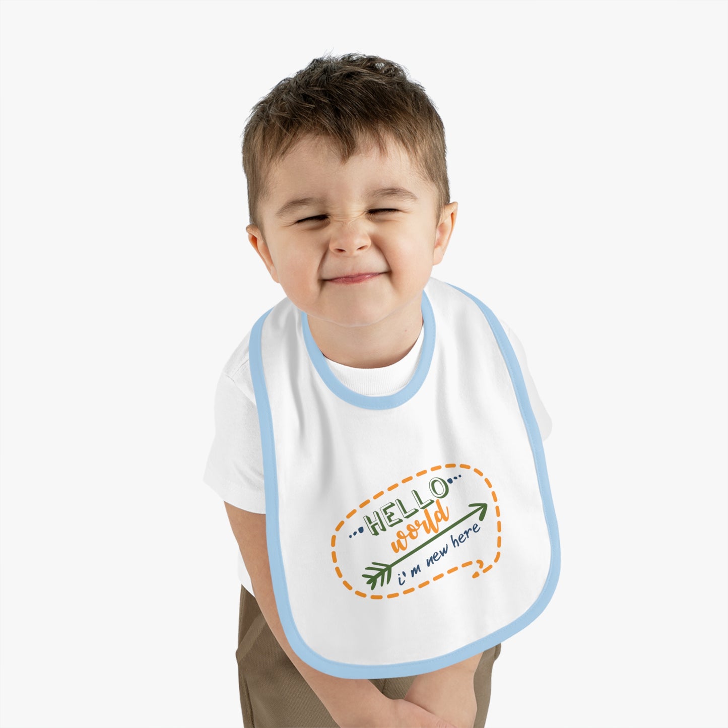 Hello World Baby Bib, Cute Baby Bib, Infants Bib, Newborn Gift, Baby Shower Present, Nursery Accessory